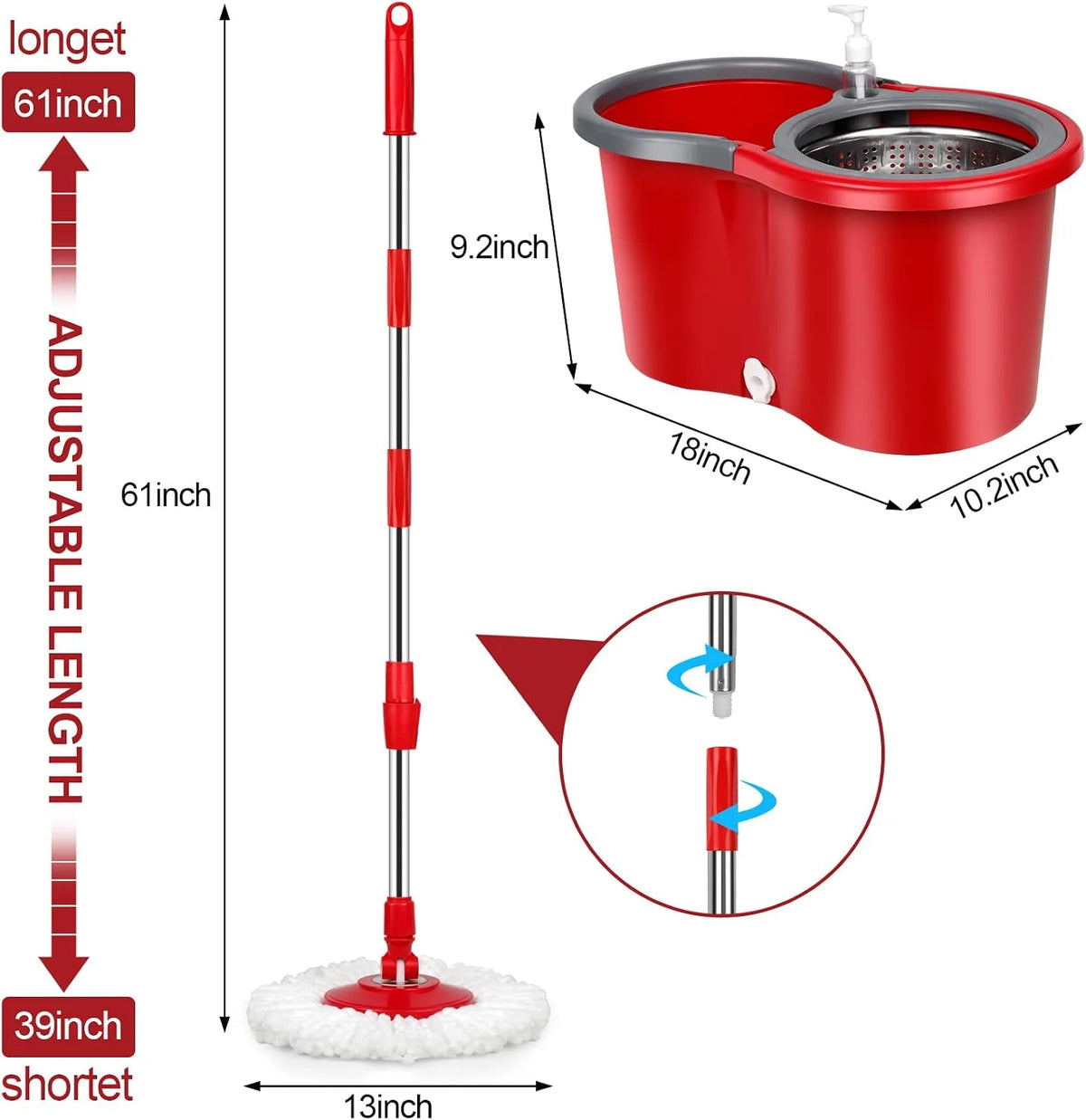 MopEase™ 360° Spin Mop & Bucket Set