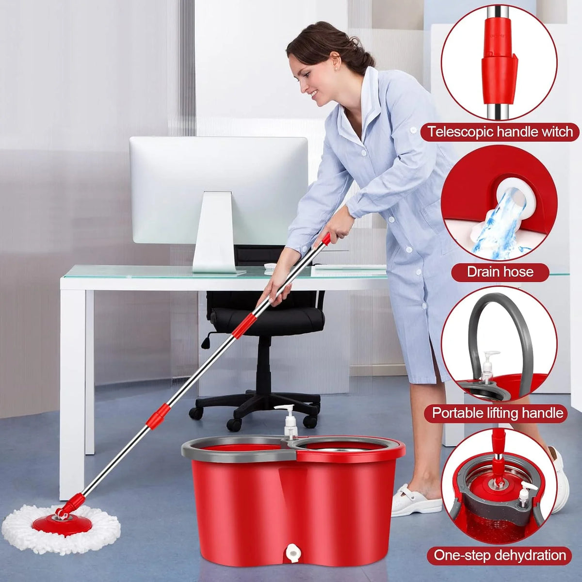 MopEase™ 360° Spin Mop & Bucket Set